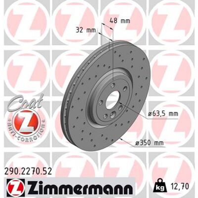 Zimmermann Modèle 290.2270.52 Disque de frein ventilé perforé - Disque de frein - Publicité Zimmermann Modèle 290.2270.52 Disque de frein ventilé perforé - Disque de frein - Publicité