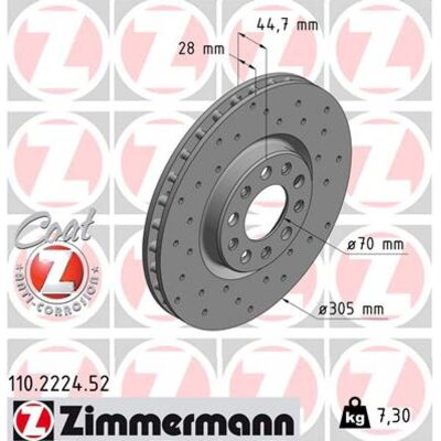 ZIMMERMANN Disques de frein ALFA ROMEO Giulia - Ventilé, Perforé, 28mm - Publicité ZIMMERMANN Disques de frein ALFA ROMEO Giulia - Ventilé, Perforé, 28mm - Publicité