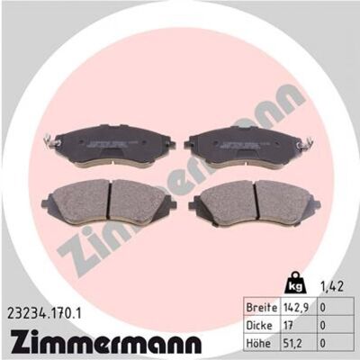 Zimmermann - 23234.170.1 - 143x51x17 - Plaquettes de frein - Publicité Zimmermann - 23234.170.1 - 143x51x17 - Plaquettes de frein - Publicité
