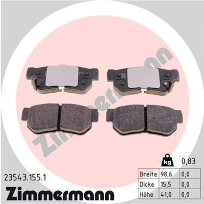ZIMMERMANN - 235431551 - Hyundai Getz arrière - Kit plaquettes de frein - Publicité ZIMMERMANN - 235431551 - Hyundai Getz arrière - Kit plaquettes de frein - Publicité