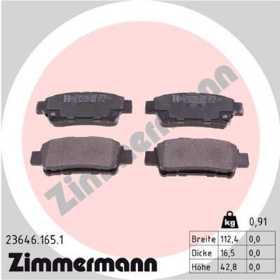 Zimmermann 23646.165.1 Plaquettes de frein - Arrière, Toyota, Disque - Publicité Zimmermann 23646.165.1 Plaquettes de frein - Arrière, Toyota, Disque - Publicité