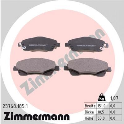 Zimmermann 23768.185.1 Plaquettes de Frein - Système de Freins - Publicité Zimmermann 23768.185.1 Plaquettes de Frein - Système de Freins - Publicité