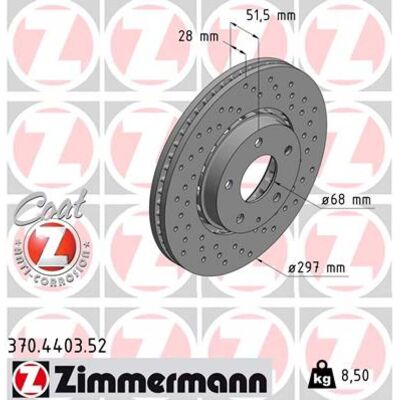 Disque de frein Zimmermann 297mm Ventilé Perforé - Disque de frein - Publicité Disque de frein Zimmermann 297mm Ventilé Perforé - Disque de frein - Publicité