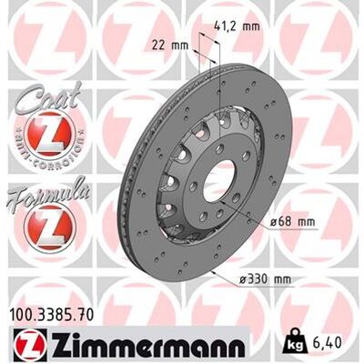ZIMMERMANN Modèle 100.3385.70 Disque de Frein Ventilé - Frein - Publicité ZIMMERMANN Modèle 100.3385.70 Disque de Frein Ventilé - Frein - Publicité