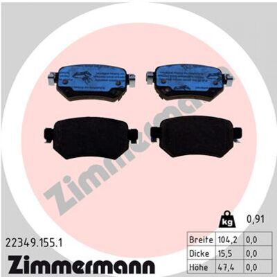 Zimmermann Plaquettes de Frein Mazda 6 - Arrière, 104mm - Publicité Zimmermann Plaquettes de Frein Mazda 6 - Arrière, 104mm - Publicité