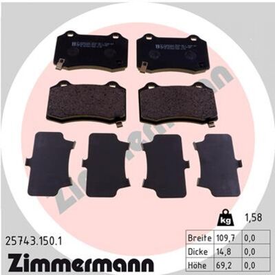 Zimmermann Kit de Plaquettes de Frein - Pour Hyundai Genesis, Jeep, Chrysler - Arrière - Publicité Zimmermann Kit de Plaquettes de Frein - Pour Hyundai Genesis, Jeep, Chrysler - Arrière - Publicité