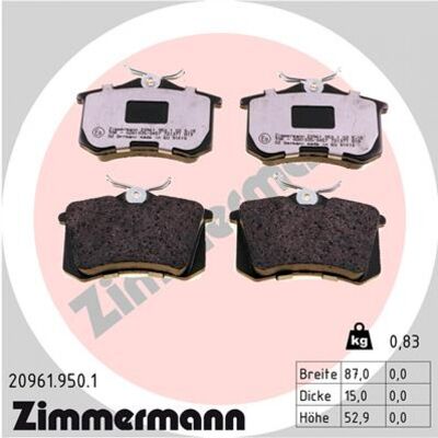 Zimmermann Modèle 20961.950.1 Plaquettes de frein - Essieu arrière - Publicité Zimmermann Modèle 20961.950.1 Plaquettes de frein - Essieu arrière - Publicité