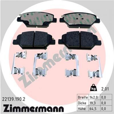 Zimmermann 22139.190.2 Plaquettes de Frein - Disque Ventilé, Indicateur d'Usure, 142x64x19 mm - Publicité Zimmermann 22139.190.2 Plaquettes de Frein - Disque Ventilé, Indicateur d'Usure, 142x64x19 mm - Publicité