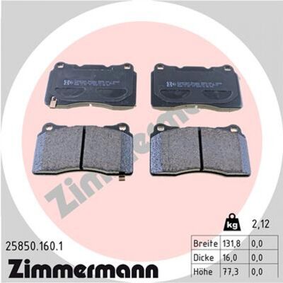 Zimmermann 25850.160.1 Plaquettes de frein - Compatible avec Honda Civic, Mitsubishi, Renault - Publicité Zimmermann 25850.160.1 Plaquettes de frein - Compatible avec Honda Civic, Mitsubishi, Renault - Publicité