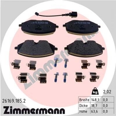 Zimmermann 26169.185.2 Plaquettes de frein - Avant, Largeur 148mm, Épaisseur 19mm, Hauteur 64mm - Publicité Zimmermann 26169.185.2 Plaquettes de frein - Avant, Largeur 148mm, Épaisseur 19mm, Hauteur 64mm - Publicité