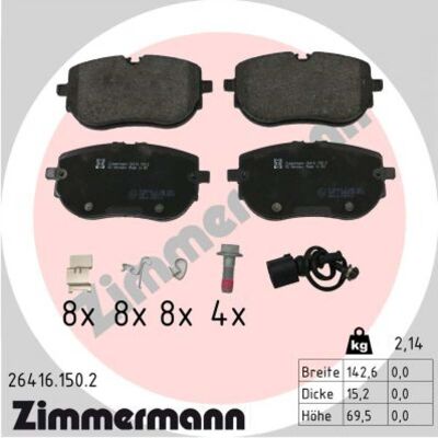 Zimmermann 26416.150.2 - Kit de plaquettes de frein pour VW, Audi, Skoda, Cupra - Publicité Zimmermann 26416.150.2 - Kit de plaquettes de frein pour VW, Audi, Skoda, Cupra - Publicité