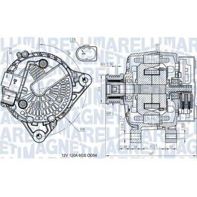 Magneti Marelli Modèle 063731545910 Alternateur - 120A 12V pour Ford, Volvo - Publicité Magneti Marelli Modèle 063731545910 Alternateur - 120A 12V pour Ford, Volvo - Publicité