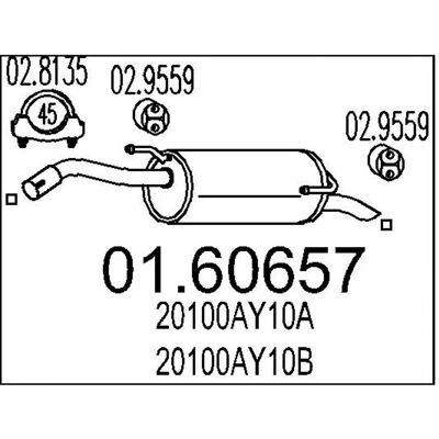 MTS Nissan Micra III 860mm Silencieux arrière - Échappement - Publicité MTS Nissan Micra III 860mm Silencieux arrière - Échappement - Publicité