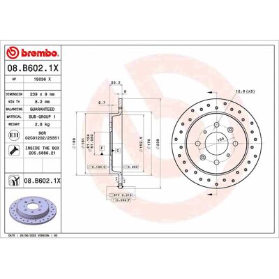 BREMBO Modèle 08.B602.1X - Disque de frein - Publicité BREMBO Modèle 08.B602.1X - Disque de frein - Publicité