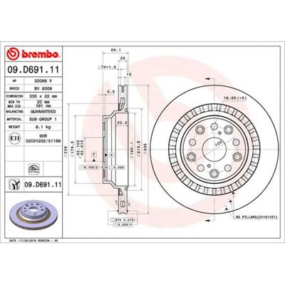 BREMBO Modèle 09.D691.11 - Disque de frein - Publicité BREMBO Modèle 09.D691.11 - Disque de frein - Publicité