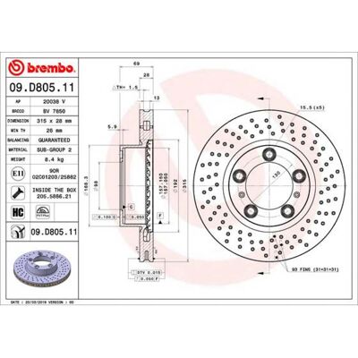 Brembo Modèle 09.D805.11 Disque de frein en haute teneur en carbone - Disque de frein - Publicité Brembo Modèle 09.D805.11 Disque de frein en haute teneur en carbone - Disque de frein - Publicité