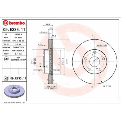 BREMBO 09.E233.11 Disque de frein - Ventilé 25mm - Publicité BREMBO 09.E233.11 Disque de frein - Ventilé 25mm - Publicité