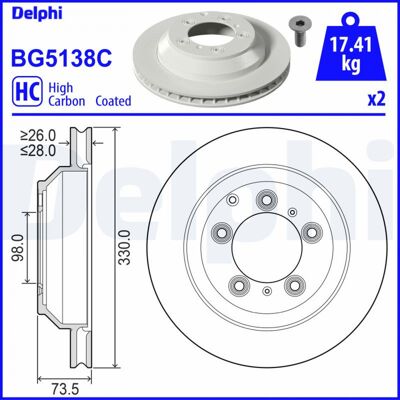 DELPHI BG5138C Disque de frein ventilé en carbone haut - Freins - Publicité DELPHI BG5138C Disque de frein ventilé en carbone haut - Freins - Publicité