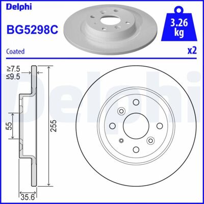 DELPHI BG5298C Disque de frein - Plein, 255mm, 9,5mm, Revêtu - Type de disque de frein - Publicité DELPHI BG5298C Disque de frein - Plein, 255mm, 9,5mm, Revêtu - Type de disque de frein - Publicité
