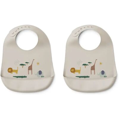 Bavoirs en silicone Tilda - Lot de 2 Safari sandy - Publicité Bavoirs en silicone Tilda - Lot de 2 Safari sandy - Publicité