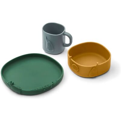 Liewood Set vaisselle Kine en silicone - Set de 3 Golden caramel mix taille unique - Publicité Liewood Set vaisselle Kine en silicone - Set de 3 Golden caramel mix taille unique - Publicité