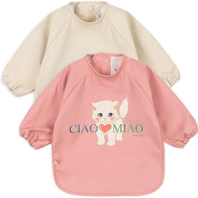 Konges Sløjd Bavoirs à manches Ciao Miao - Set de 2 Rose 6/12 mois - Publicité Konges Sløjd Bavoirs à manches Ciao Miao - Set de 2 Rose 6/12 mois - Publicité