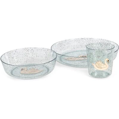Konges Sløjd Set repas glitter Swan Bleu taille unique - Publicité Konges Sløjd Set repas glitter Swan Bleu taille unique - Publicité