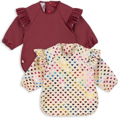 Konges Sløjd Bavoirs à manches Coeurs - Set de 2 Multicolore 6/12 mois - Publicité Konges Sløjd Bavoirs à manches Coeurs - Set de 2 Multicolore 6/12 mois - Publicité