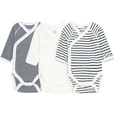 Petit Bateau Lot 3 Bodies Marinière Croisés Coton Bio Blanc Naissance - Publicité Petit Bateau Lot 3 Bodies Marinière Croisés Coton Bio Blanc Naissance - Publicité