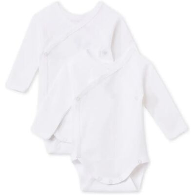 Petit Bateau Lot 2 Bodies Croisés Coton Bio Blanc Naissance - Publicité Petit Bateau Lot 2 Bodies Croisés Coton Bio Blanc Naissance - Publicité