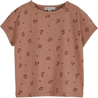 Emile et Ida T-Shirt Coton Bio Fleuri Vieux Rose 6 mois - Publicité Emile et Ida T-Shirt Coton Bio Fleuri Vieux Rose 6 mois - Publicité