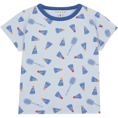 Emile et Ida T-Shirt Coton Bio Rayé Badmington Bleu ciel 3 mois - Publicité Emile et Ida T-Shirt Coton Bio Rayé Badmington Bleu ciel 3 mois - Publicité