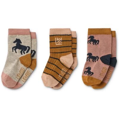 Liewood Lot 3 Paires Chaussettes Chevaux Silas Vieux Rose 19/21 - Publicité Liewood Lot 3 Paires Chaussettes Chevaux Silas Vieux Rose 19/21 - Publicité