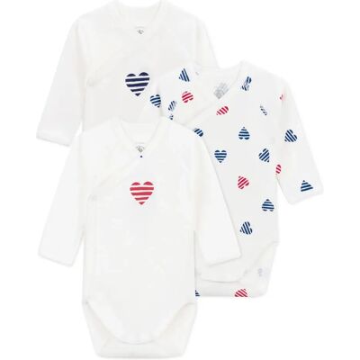 Petit Bateau Lot 3 Bodies Naissance Cœur Rayé Coton Bio Ecru 1 mois - Publicité Petit Bateau Lot 3 Bodies Naissance Cœur Rayé Coton Bio Ecru 1 mois - Publicité