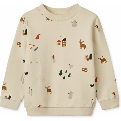 Liewood Sweat Thora Noël Coton Bio Ecru 9/12 mois - Publicité Liewood Sweat Thora Noël Coton Bio Ecru 9/12 mois - Publicité