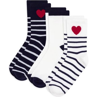 Petit Bateau Lot de 3 Paires de Chaussettes Rayées Blanc 23/26 - Publicité Petit Bateau Lot de 3 Paires de Chaussettes Rayées Blanc 23/26 - Publicité