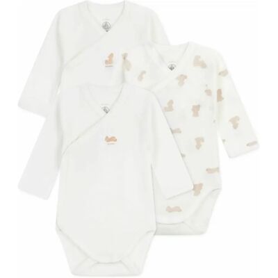 Petit Bateau Lot 3 Bodies Oursons Coton Bio Blanc Naissance - Publicité Petit Bateau Lot 3 Bodies Oursons Coton Bio Blanc Naissance - Publicité