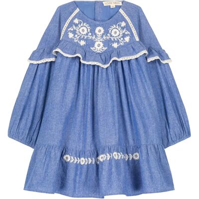 Louise Misha Robe Orana Coton Bio Bleu jean 2 ans - Publicité Louise Misha Robe Orana Coton Bio Bleu jean 2 ans - Publicité