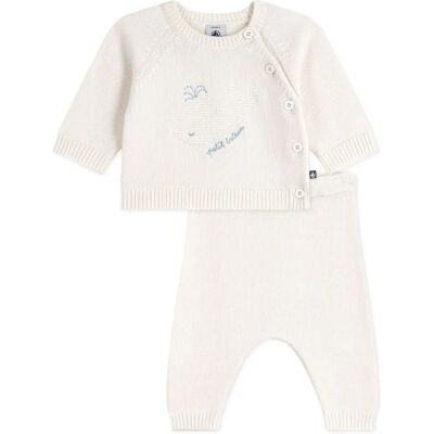 Petit Bateau Ensemble Pull et Pantalon Baleine Laine Blanc Naissance - Publicité Petit Bateau Ensemble Pull et Pantalon Baleine Laine Blanc Naissance - Publicité