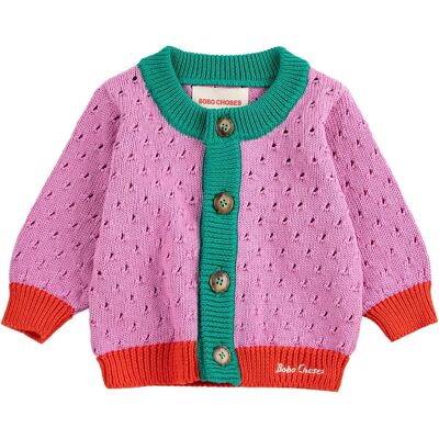 Bobo Choses Cardigan Ajouré Colorblock Coton Bio Violet 6 mois - Publicité Bobo Choses Cardigan Ajouré Colorblock Coton Bio Violet 6 mois - Publicité