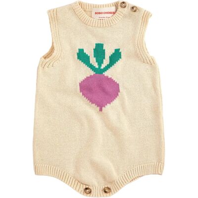 Bobo Choses Barboteuse Betterave Maille Coton Bio Ecru 3 mois - Publicité Bobo Choses Barboteuse Betterave Maille Coton Bio Ecru 3 mois - Publicité