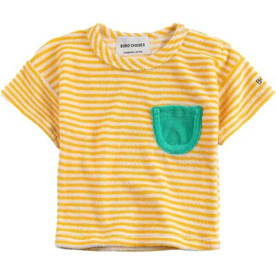 Bobo Choses T-shirt Rayé Eponge Coton Bio Jaune 6 mois - Publicité Bobo Choses T-shirt Rayé Eponge Coton Bio Jaune 6 mois - Publicité