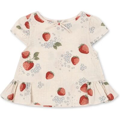 Konges Sløjd T-shirt Volants Ava Fraises Coton Bio Beige 5/6 ans - Publicité Konges Sløjd T-shirt Volants Ava Fraises Coton Bio Beige 5/6 ans - Publicité