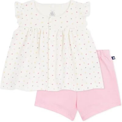 Petit Bateau Ensemble Top et Short Cœurs Coton Bio Blanc 6 mois - Publicité Petit Bateau Ensemble Top et Short Cœurs Coton Bio Blanc 6 mois - Publicité