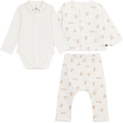 Petit Bateau Ensemble Body Gilet et Pantalon Oursons Tubique Coton Bio Blanc Naissance - Publicité Petit Bateau Ensemble Body Gilet et Pantalon Oursons Tubique Coton Bio Blanc Naissance - Publicité