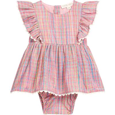 Louise Misha Robe Barboteuse Lena Carreaux Rose 3 mois - Publicité Louise Misha Robe Barboteuse Lena Carreaux Rose 3 mois - Publicité