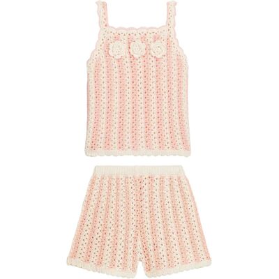 Louise Misha Ensemble Top et Short Ajouré Lary Rayé Maille Rose 12 mois - Publicité Louise Misha Ensemble Top et Short Ajouré Lary Rayé Maille Rose 12 mois - Publicité