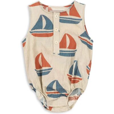 Konges Sløjd Barboteuse Elliot Bateaux Coton Bio Beige 3 mois - Publicité Konges Sløjd Barboteuse Elliot Bateaux Coton Bio Beige 3 mois - Publicité