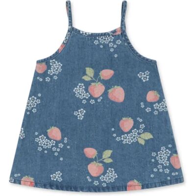 Konges Sløjd Robe Denim Fraises Coton Bio Bleu 6 ans - Publicité Konges Sløjd Robe Denim Fraises Coton Bio Bleu 6 ans - Publicité