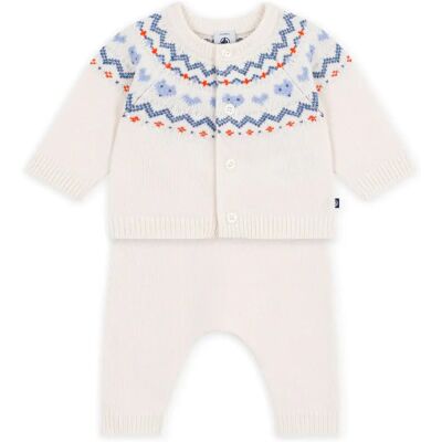 Petit Bateau Ensemble Cardigan et Pantalon Jacquard Laine Bleu 3 mois - Publicité Petit Bateau Ensemble Cardigan et Pantalon Jacquard Laine Bleu 3 mois - Publicité